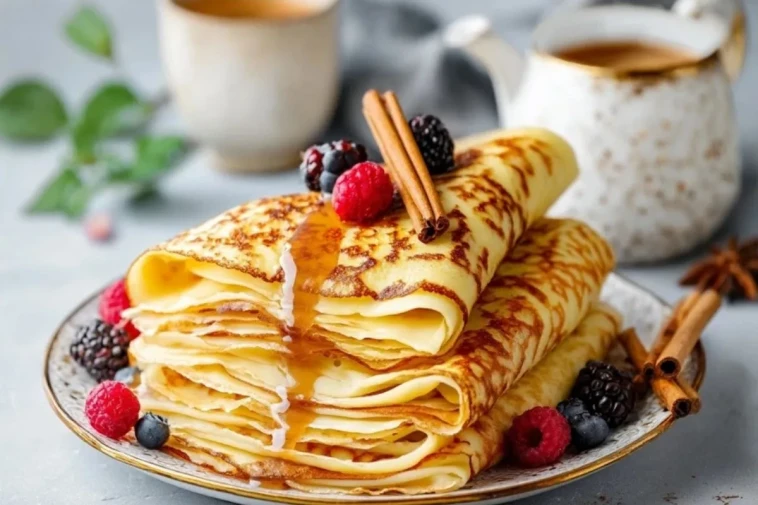 Crêpes à la vanille et à la cannelle avec du babeurre