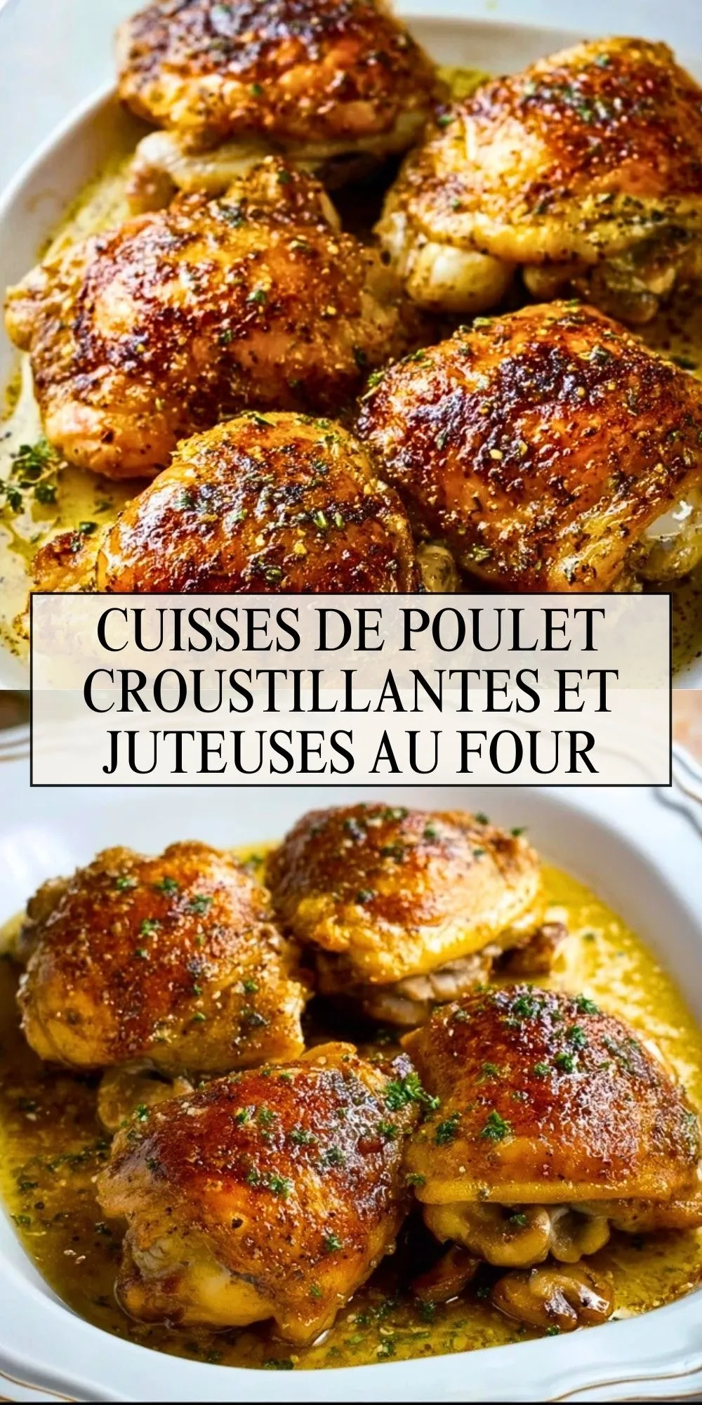 Cuisses de poulet croustillantes et juteuses au four - Pin 1