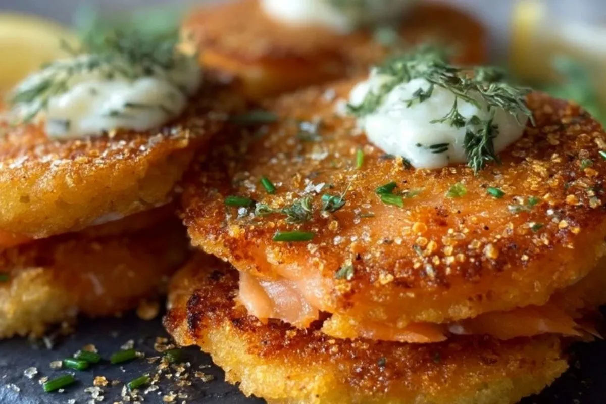 Galettes de saumon avec sauce crémeuse au citron et à l'ail