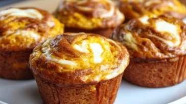 Muffins moelleux au potiron et au fromage à la crème swirl