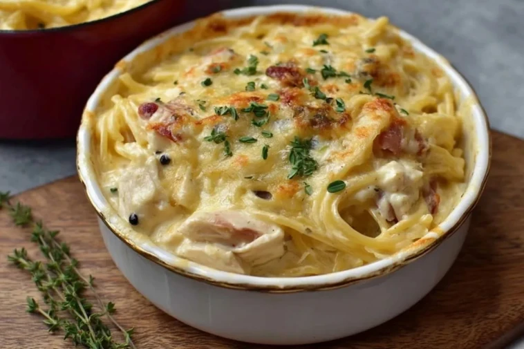 Pâtes Crémeuses au Poulet en Cocotte