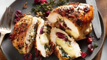 Poulet Farci Au Brie Et Aux Canneberges