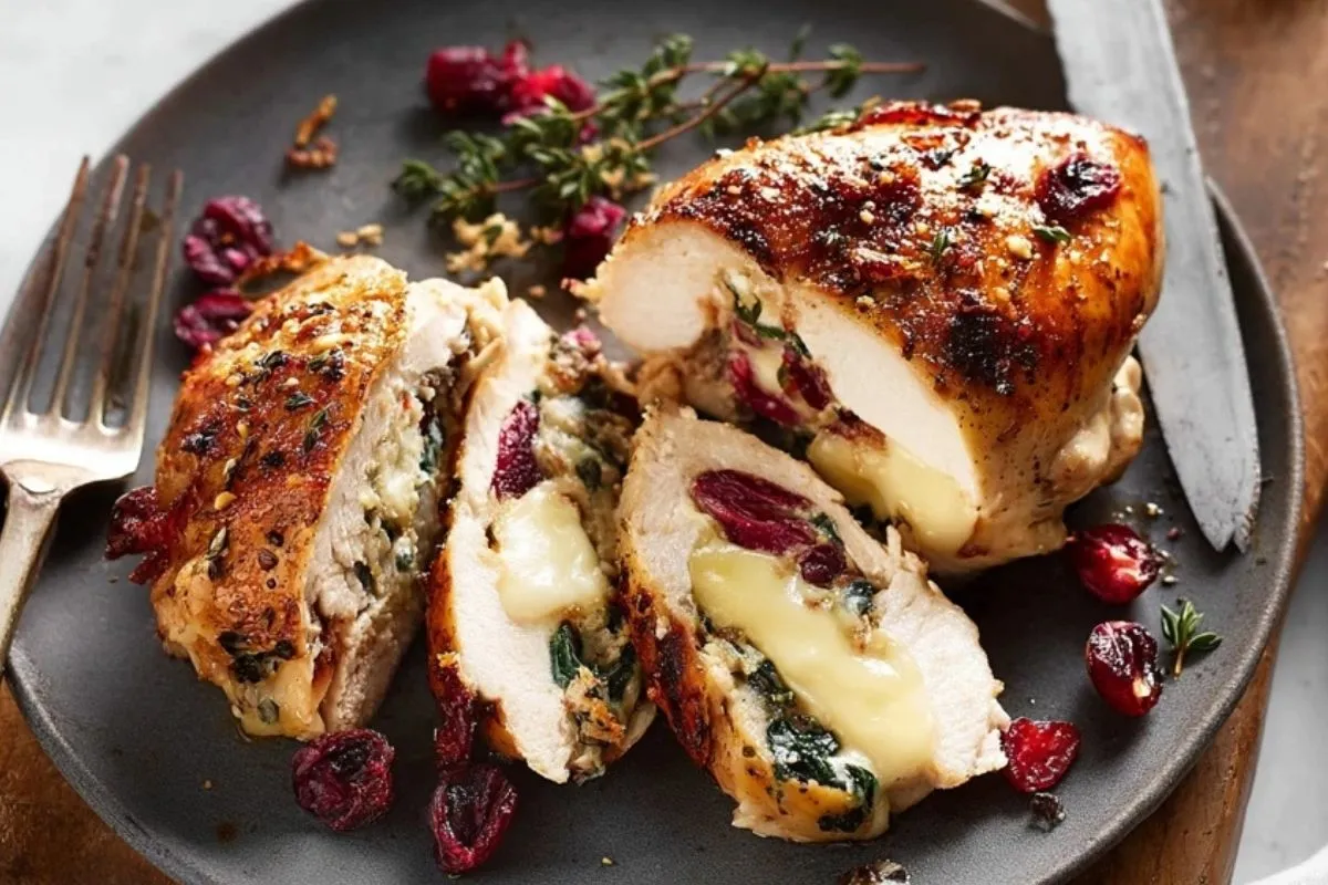 Poulet Farci Au Brie Et Aux Canneberges
