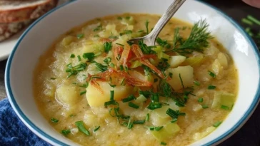Soupe de pommes de terre et poireaux