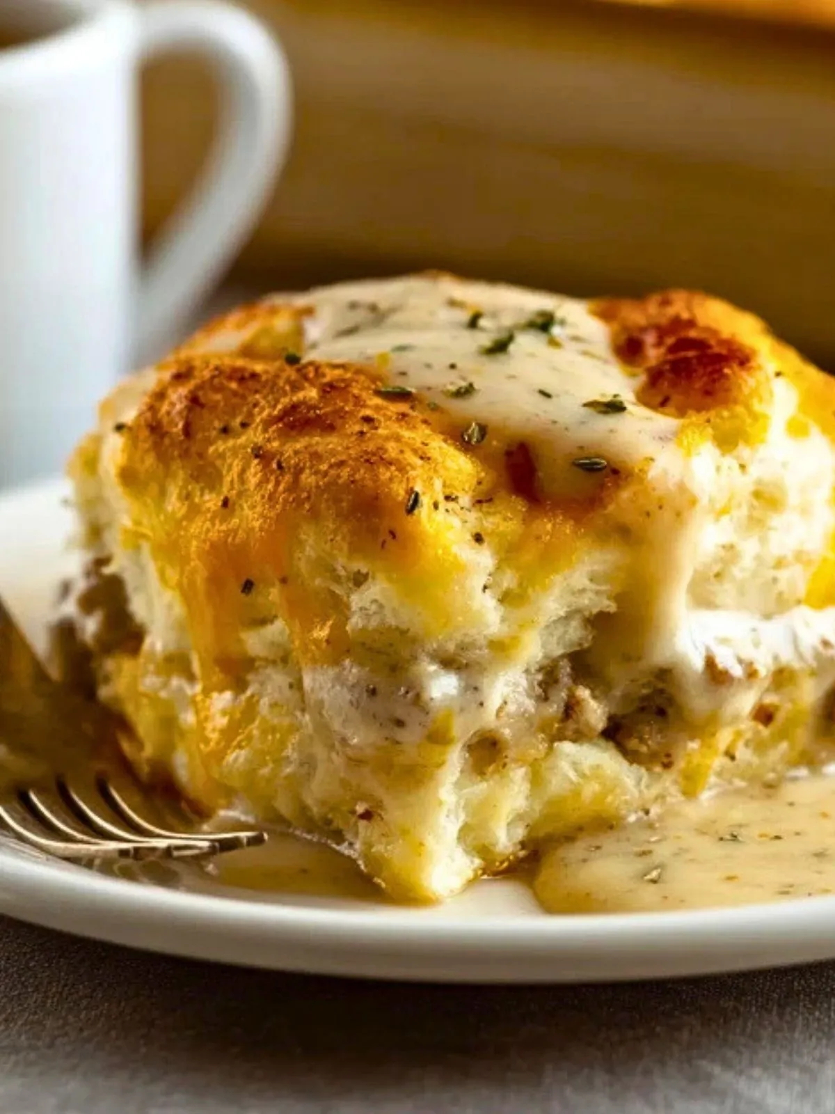 Casserole De Biscuits Et De Sauce Gravy (1)