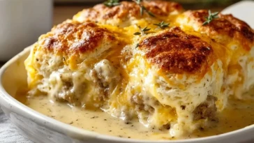Casserole De Biscuits Et De Sauce Gravy