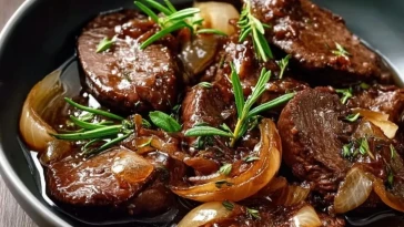 Foie De Boeuf Aux Oignons Caramélisés