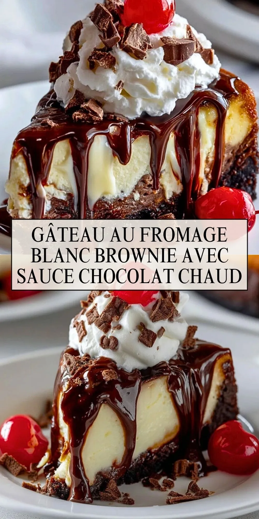 Gâteau Au Fromage Blanc Brownie Avec Sauce Chocolat Chaud (2)