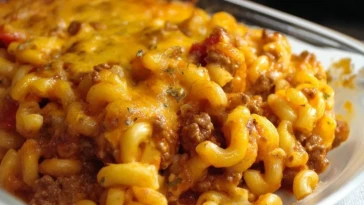 Gratin De Macaroni Au Bœuf Et Fromage