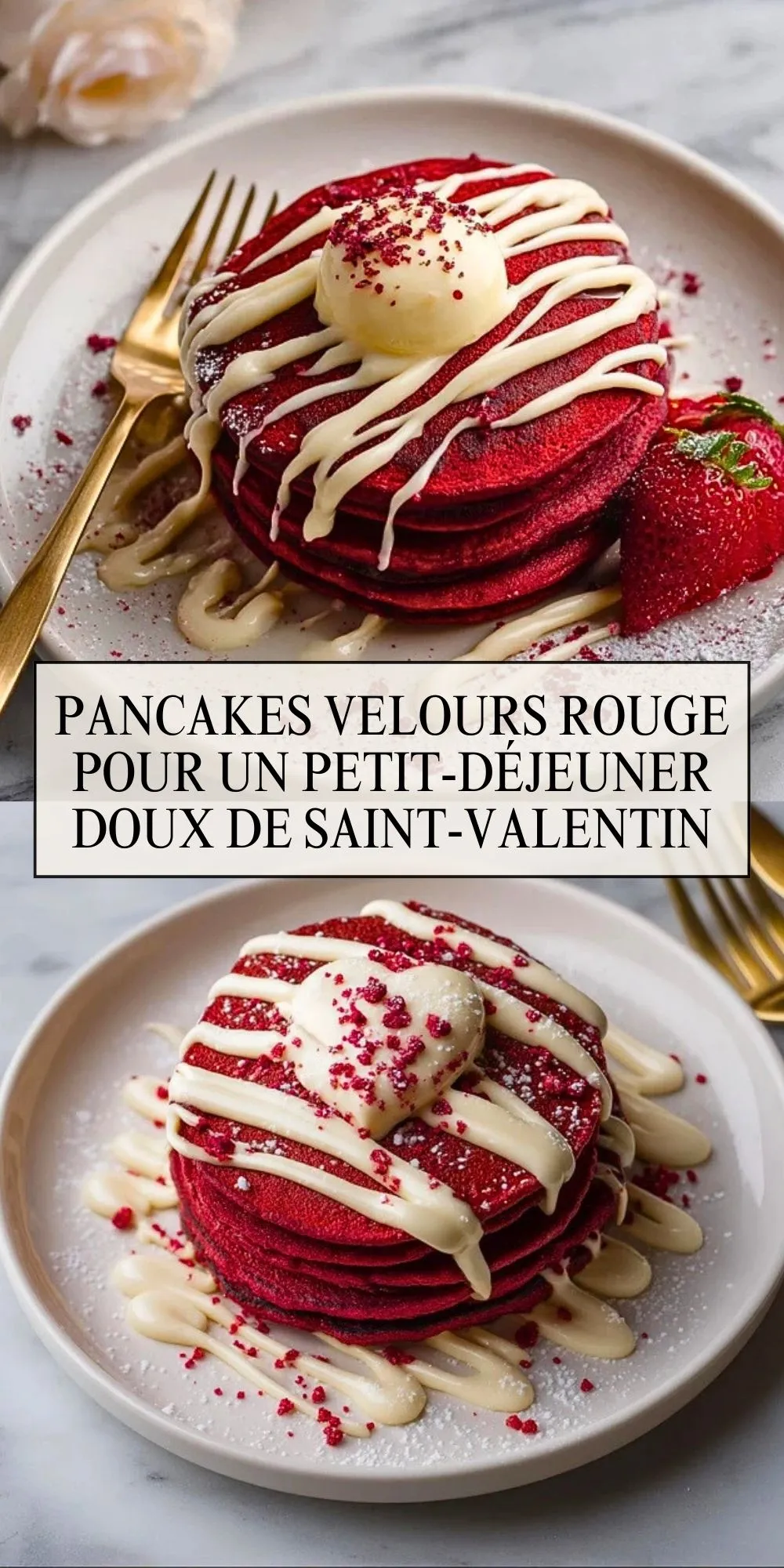 Pancakes Velours Rouge Pour Un Petit-Déjeuner Doux De Saint-Valentin (3)