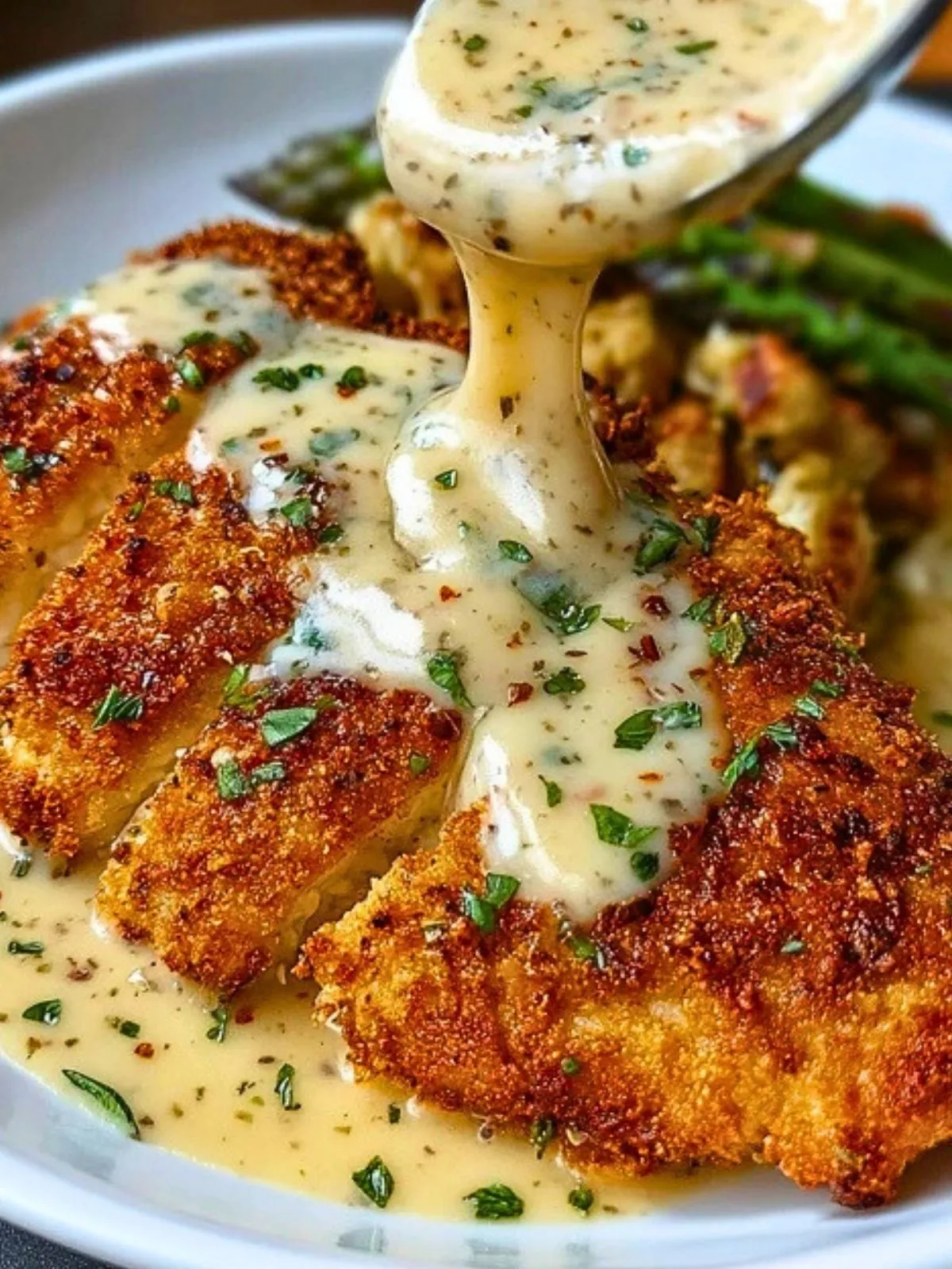 Poulet Crustacé au Parmesan avec Sauce Ail Crémeuse (1)