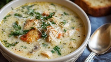 Soupe De Poulet À LAil Et Au Parmesan