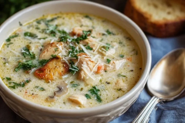Soupe De Poulet À LAil Et Au Parmesan