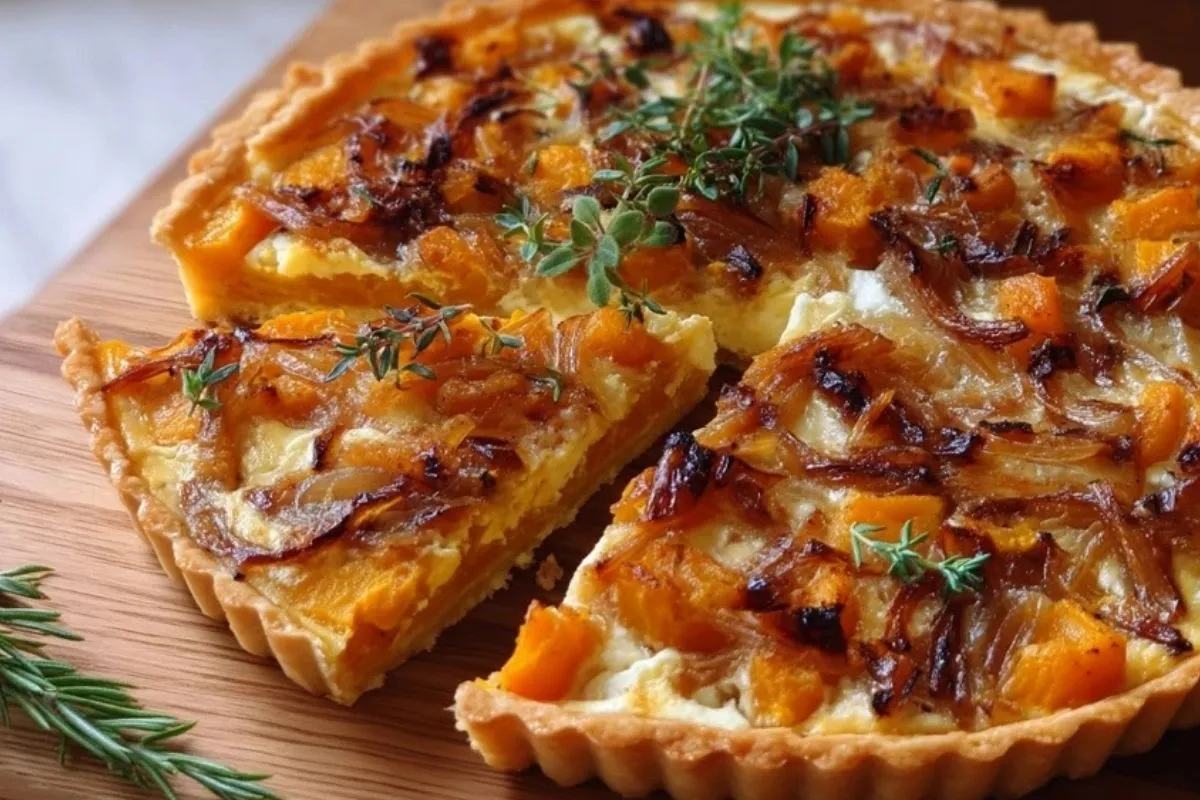 Tarte à la Courge Butternut et Oignons Caramélisés