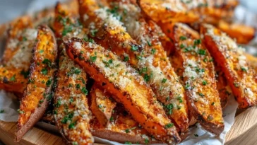 Frites Douces Au Parmesan Et À LAil