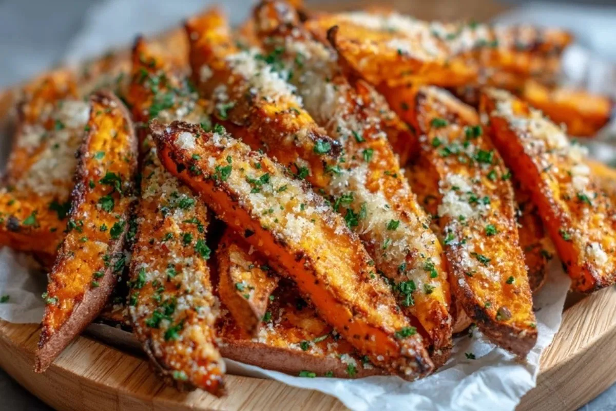 Frites Douces Au Parmesan Et À LAil