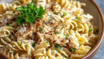 Pâtes au Poulet à lAil et au Parmesan