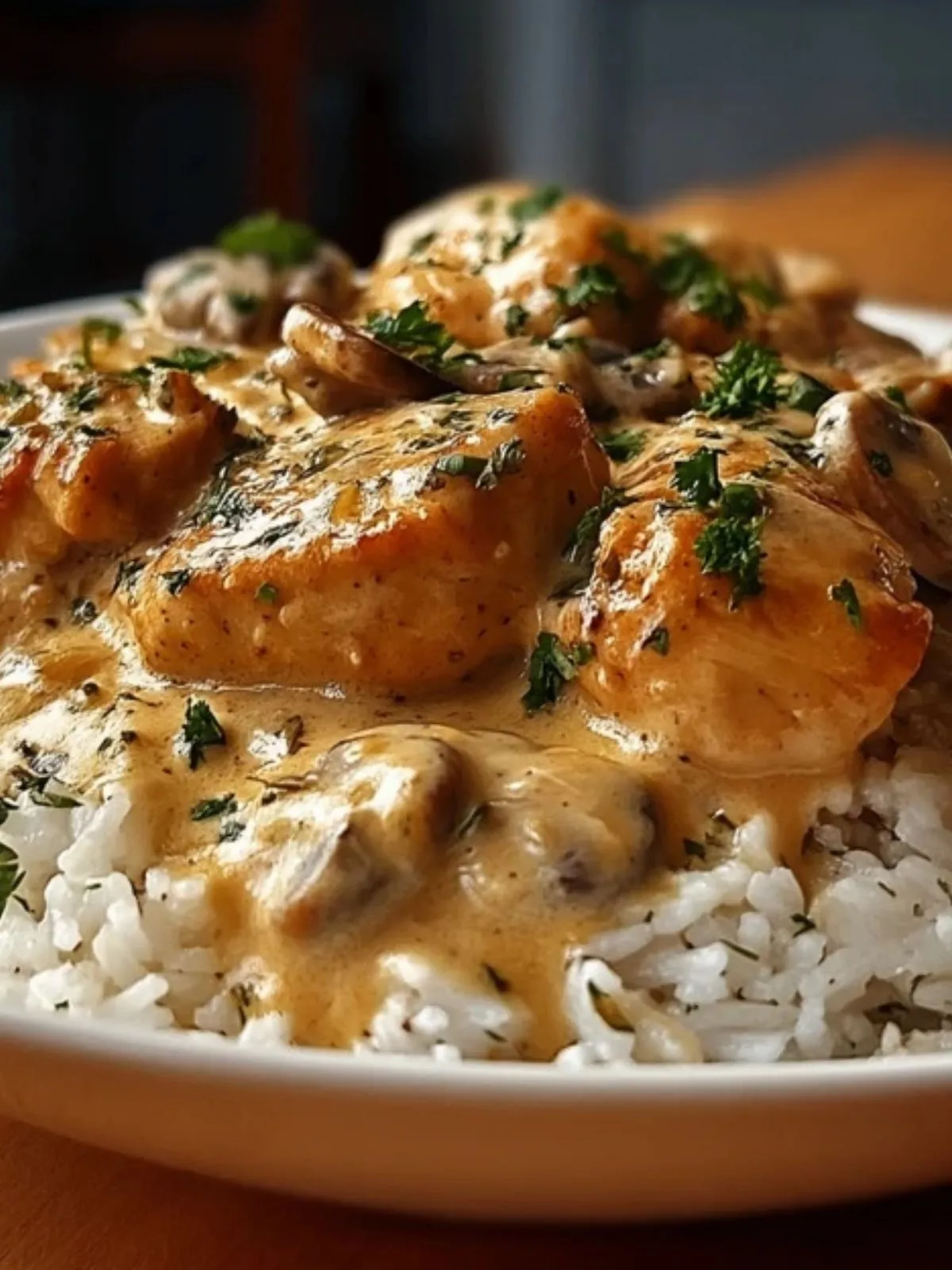 Poulet Crémeux Sur Lit de Riz (1)