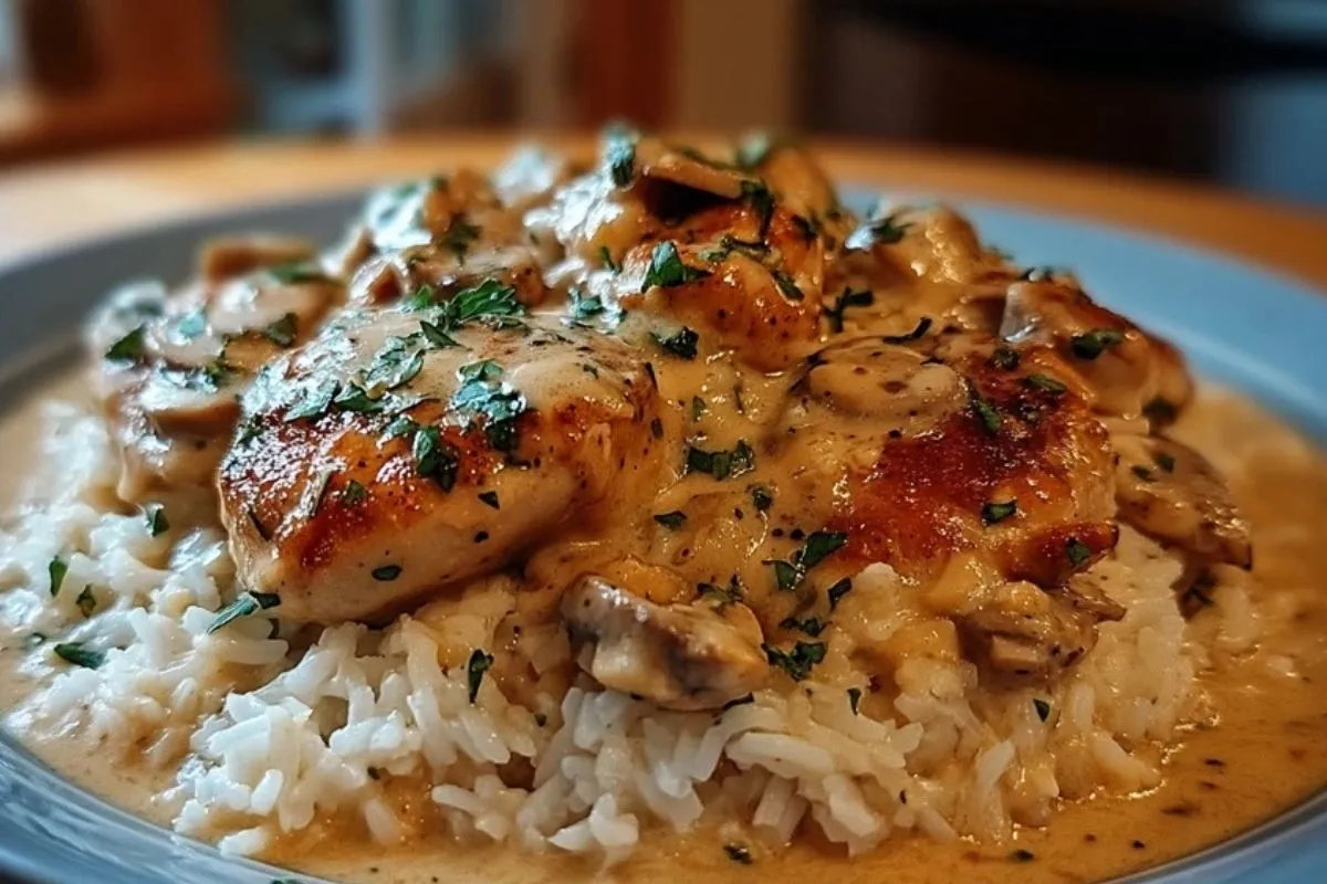 Poulet Crémeux Sur Lit de Riz