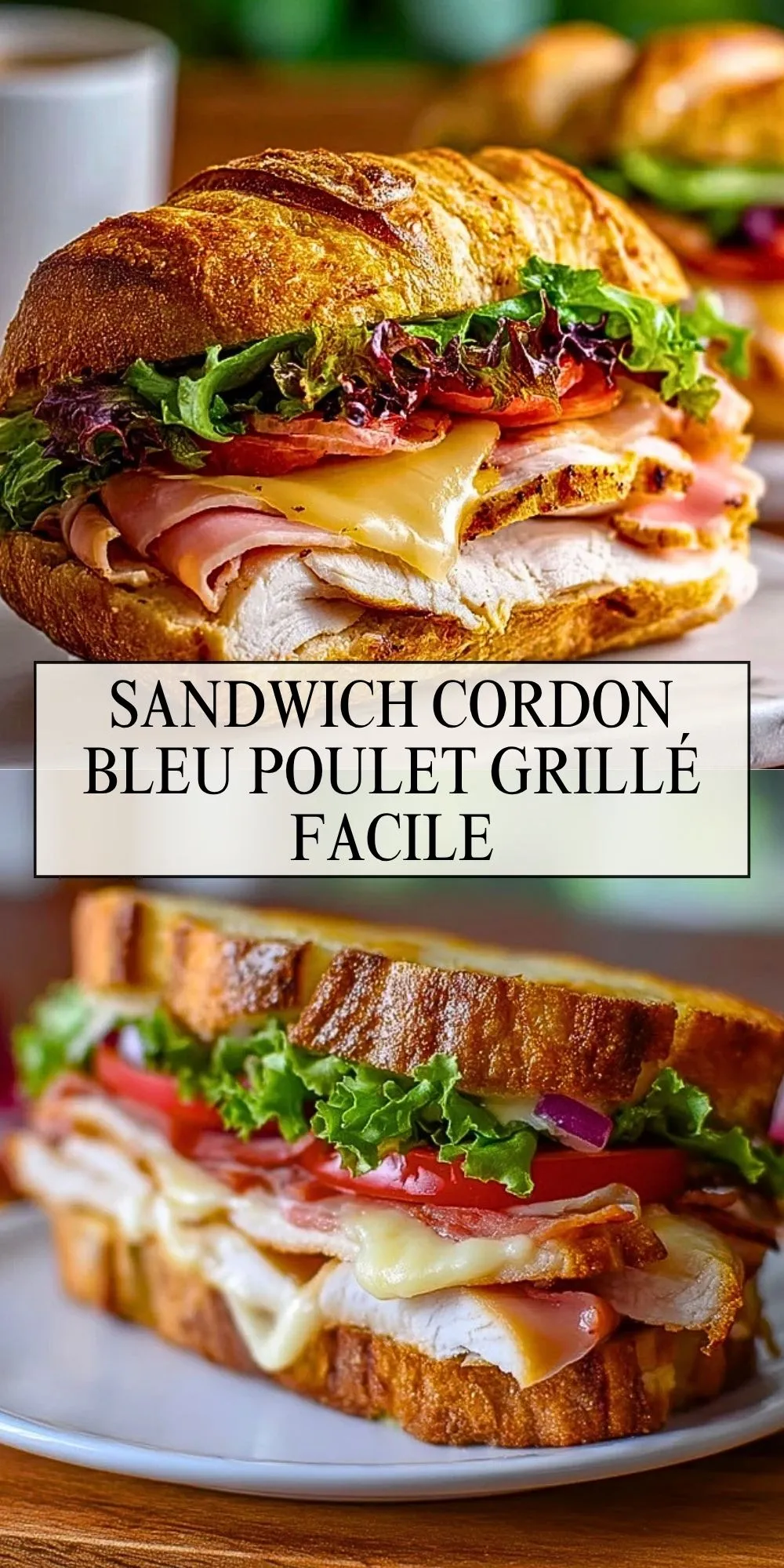 Sandwich Cordon Bleu Poulet Grillé Facile - Pin 1