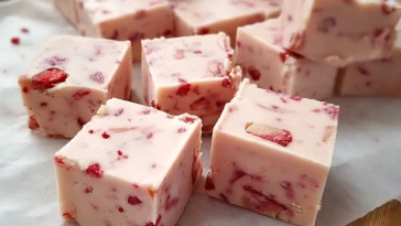 Carrés De Fudge À La Fraise Sans Cuisson
