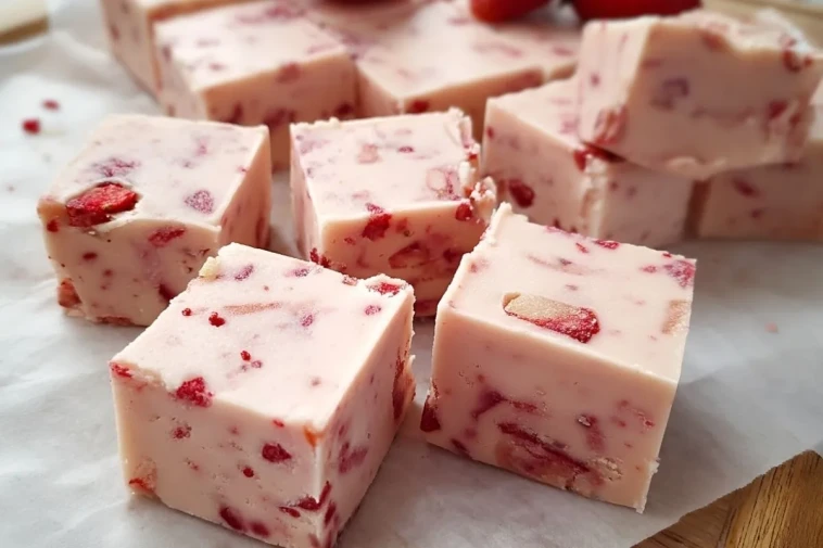 Carrés De Fudge À La Fraise Sans Cuisson