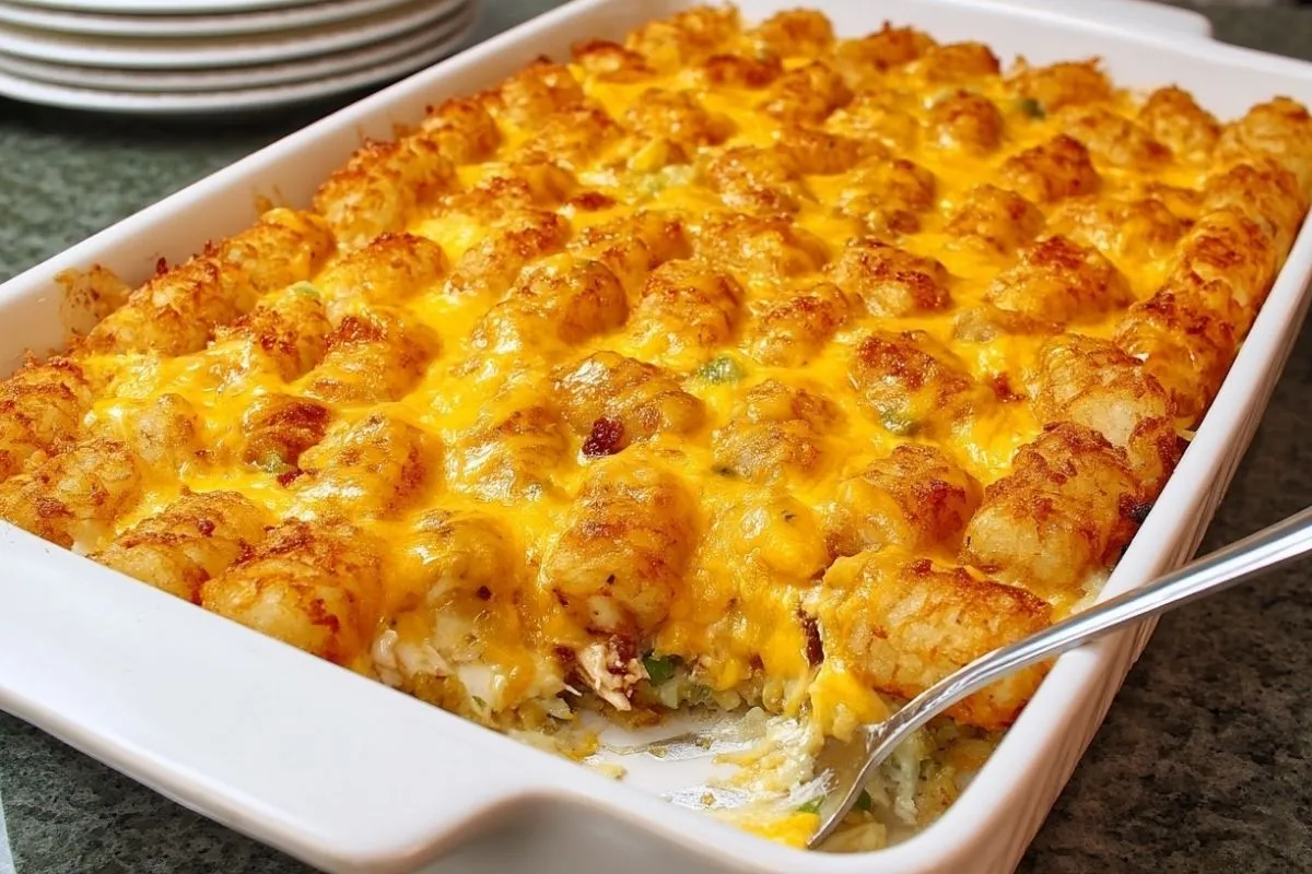 Casserole De Poulet Au Fromage Et Tater Tots