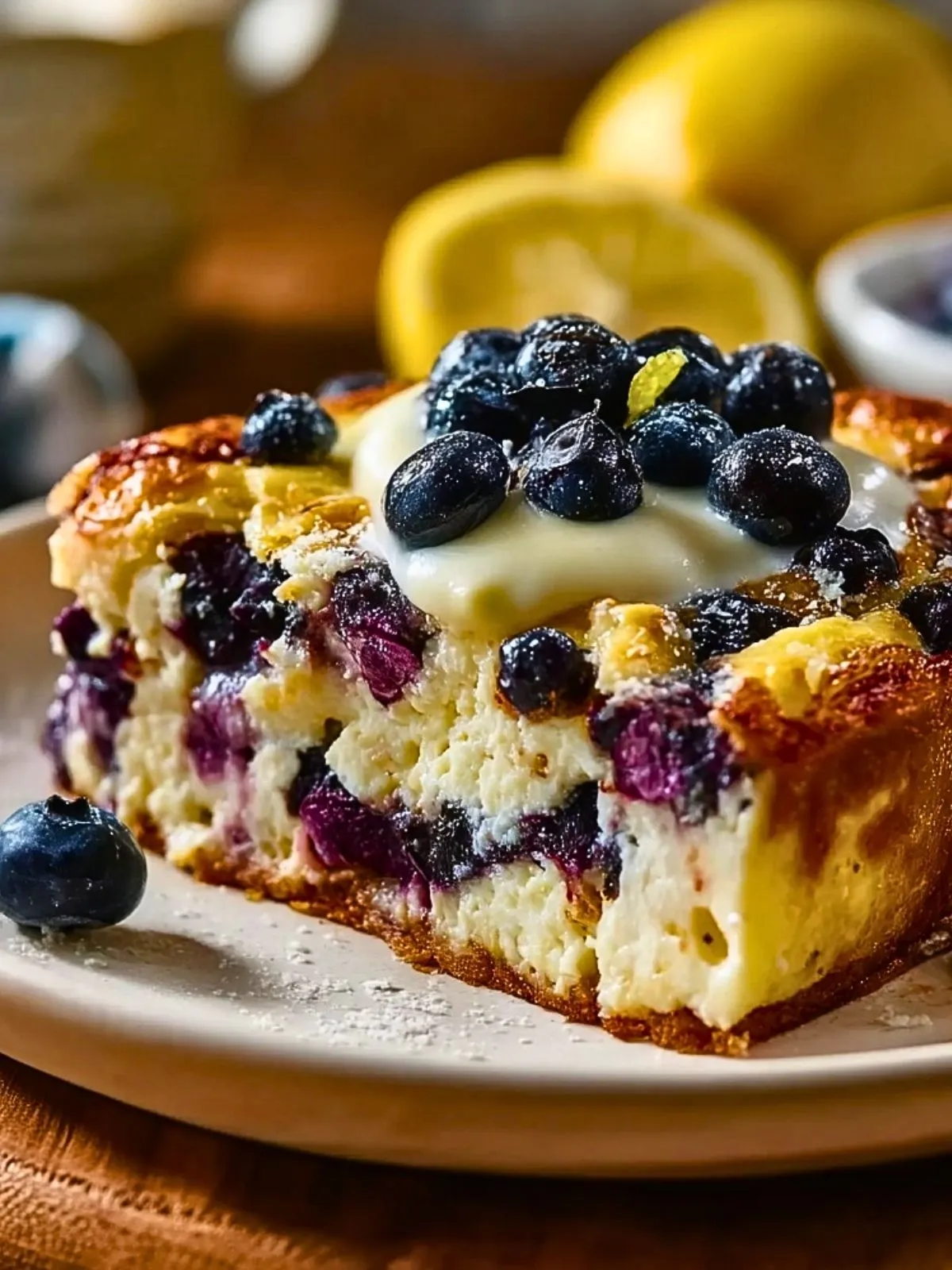 Gâteau Au Citron Et Aux Myrtilles Riche En Protéines (1)