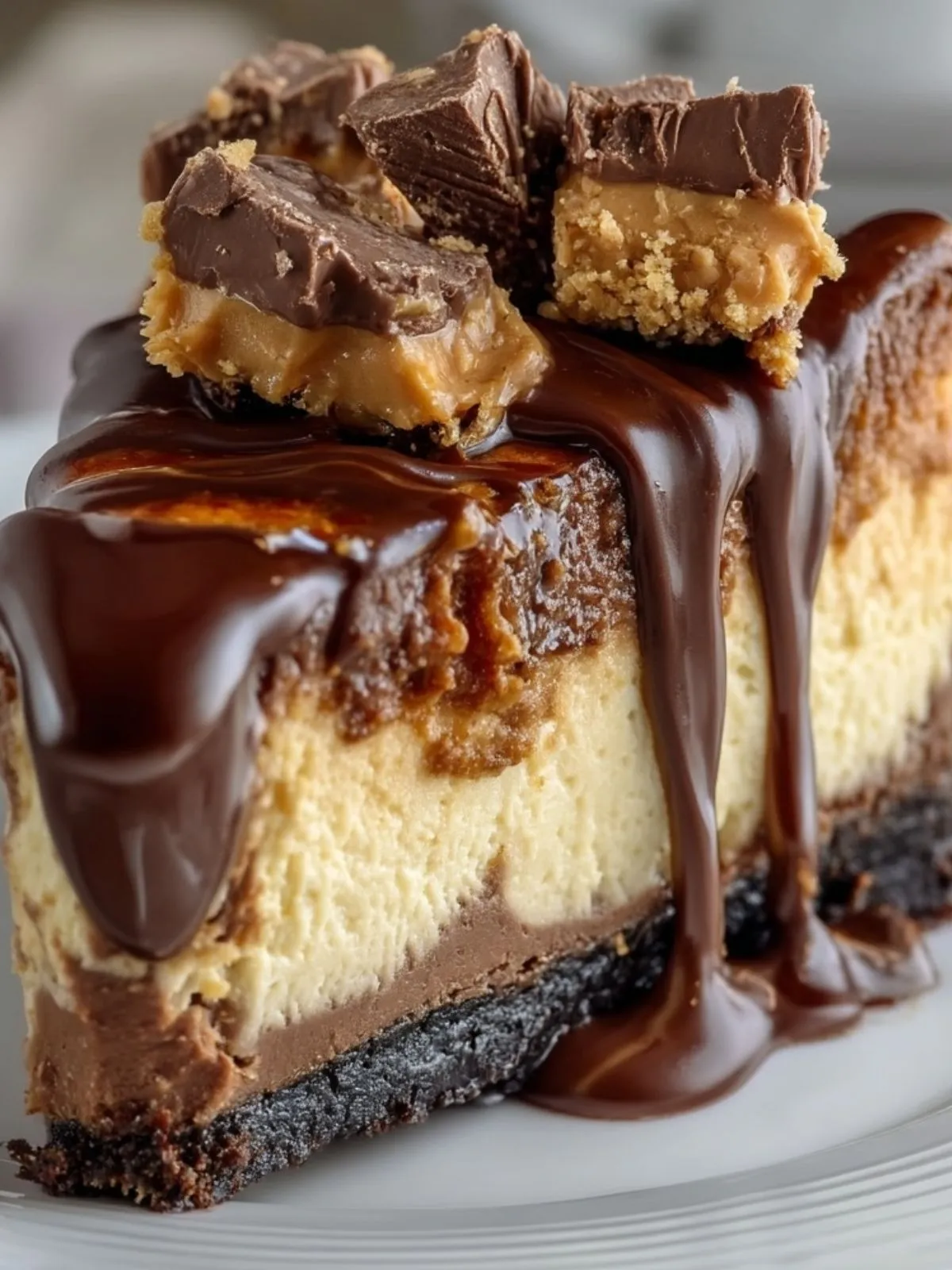 Gâteau Au Fromage Blanc Chocolat Et Beurre De Cacahuète (1)