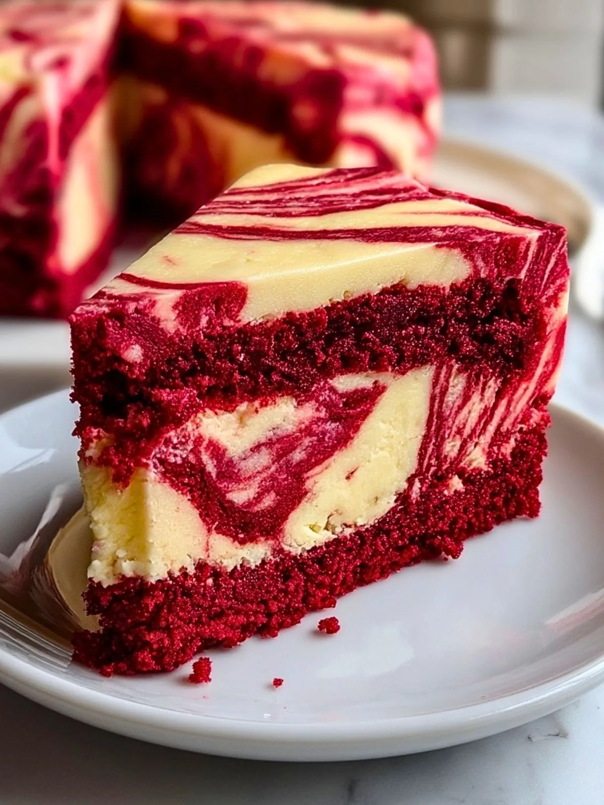 Gâteau Marbré Velvet Rouge au Fromage Crémeux (1)