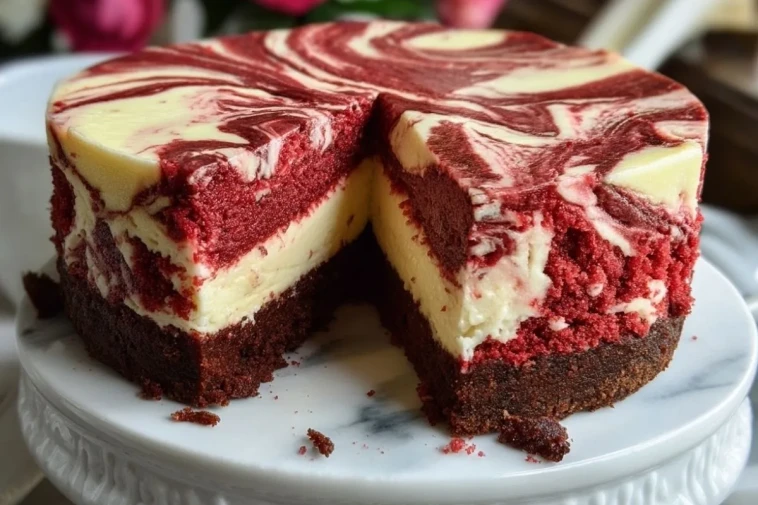 Gâteau Marbré Velvet Rouge au Fromage Crémeux