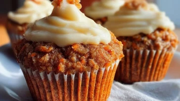 Muffins Moelleux aux Carottes avec Glaçage au Fromage Frais