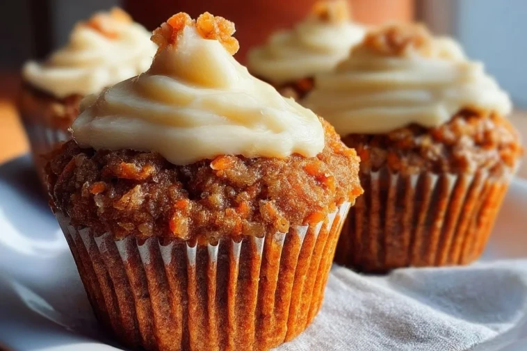 Muffins Moelleux aux Carottes avec Glaçage au Fromage Frais