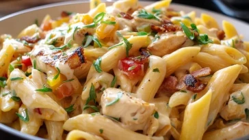 Penne Crémeux au Poulet et Bacon