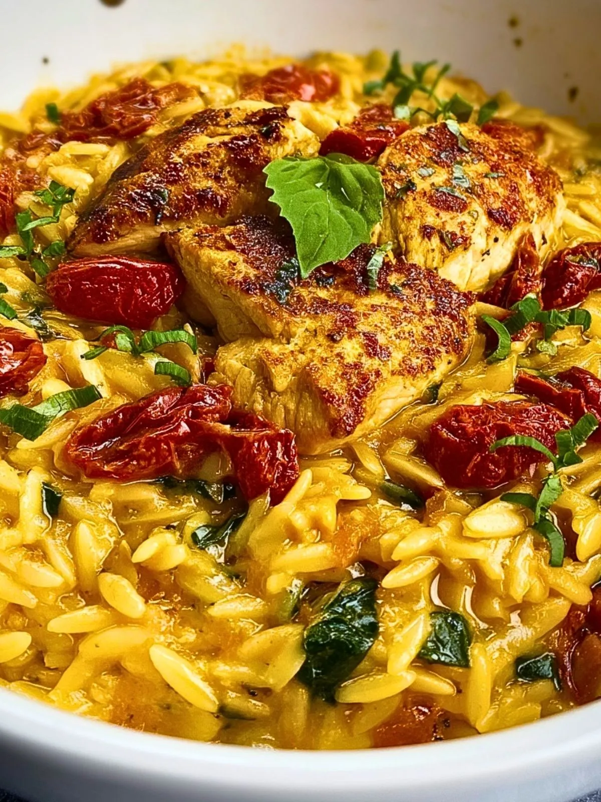 Poulet Orzo à Tomate et Épinards (1)