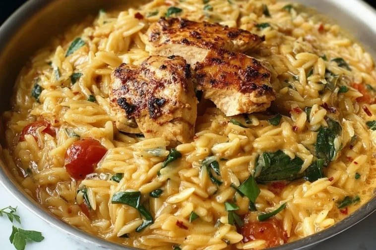 Poulet Orzo à Tomate et Épinards