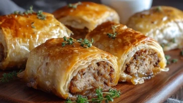 Roulés Aux Saucisses Et Oignons Caramélisés