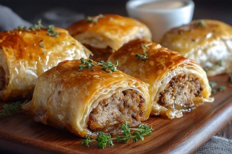 Roulés Aux Saucisses Et Oignons Caramélisés