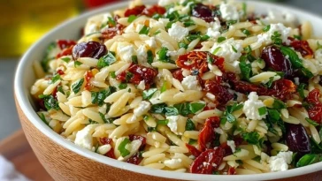 Salade DOrzo Parfaite Avec Feta Et Tomates Séchées